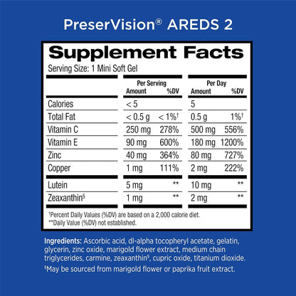 PreserVision AREDS 2 - 210 count Soft Gels - Eye Vitamin & Mineral Supplement - EXP 08/2027